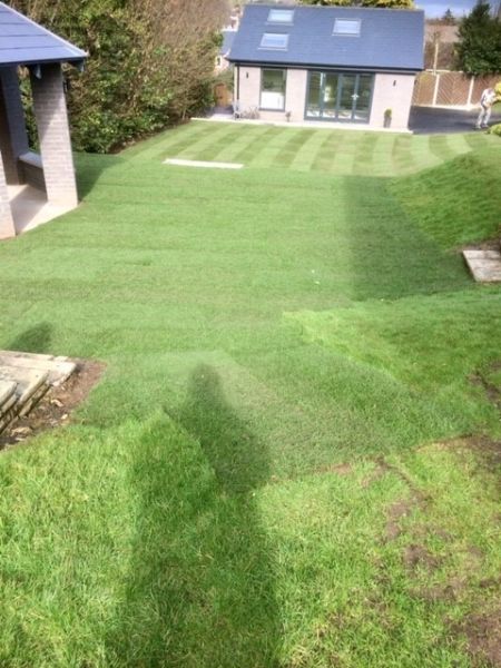 A large lawn laid at Bramcote, Nottingham: Swipe To View More Images