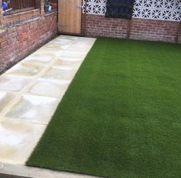 Astro Turf (artificial grass) and slabs, Hucknall, Nottingham: Click Here To View Larger Image